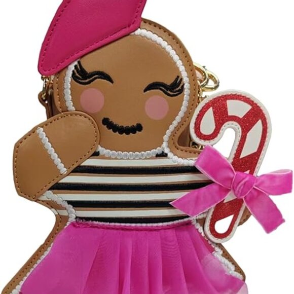 Betsey Johnson Pink & White Gingerbread Purse - Crossbody  New  Chr - Picture 1 of 5
